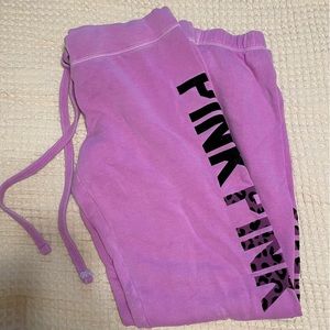 Pink by Victoria’s Secret Joggers (Purple with Leopard Print Logo)